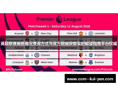 英超联赛最新赛况查询方式与官方数据获取实时解读指南平台权威